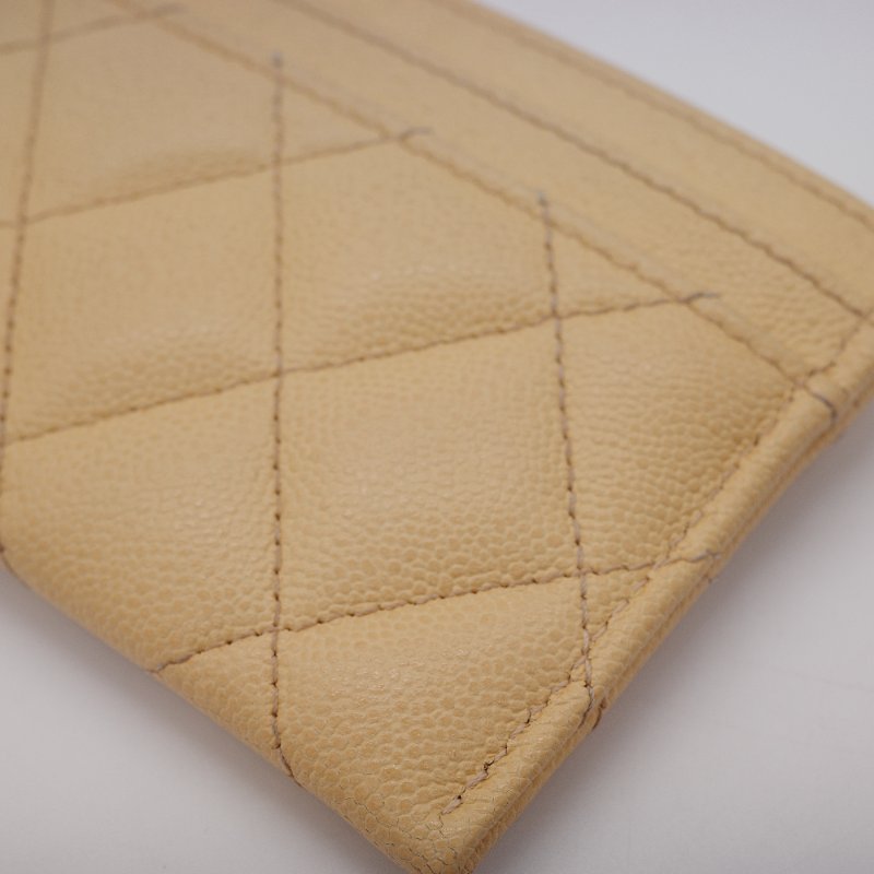 Chanel 香奈兒 經典 米黃色 魚子醬小牛皮 卡夾-3