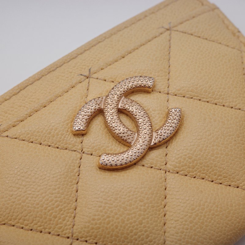 Chanel 香奈兒 經典 米黃色 魚子醬小牛皮 卡夾-4