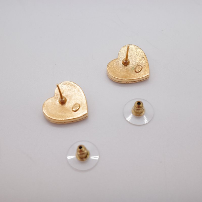 Chanel 香奈兒 24P CC 愛心復古丹寧琺瑯  金色 藍色耳針式耳環-5