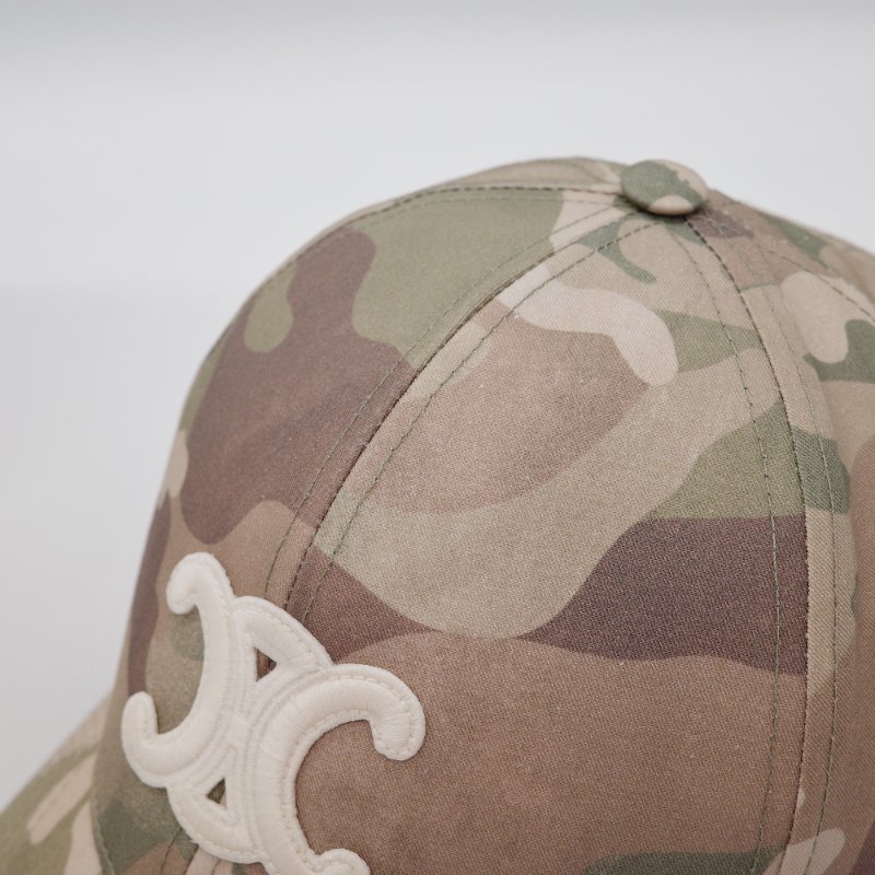 Celine 思琳 Triomphe 凱旋門 迷彩色 棉質斜紋布 棒球帽-8