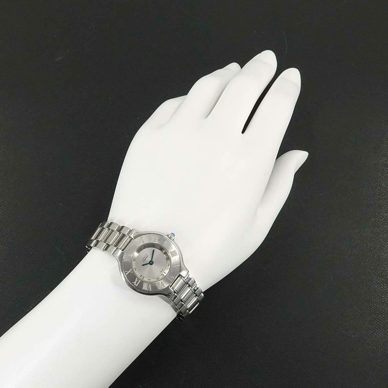 卡地亞 Must 21 Vantianne W10109T2 女士銀色石英腕錶-2