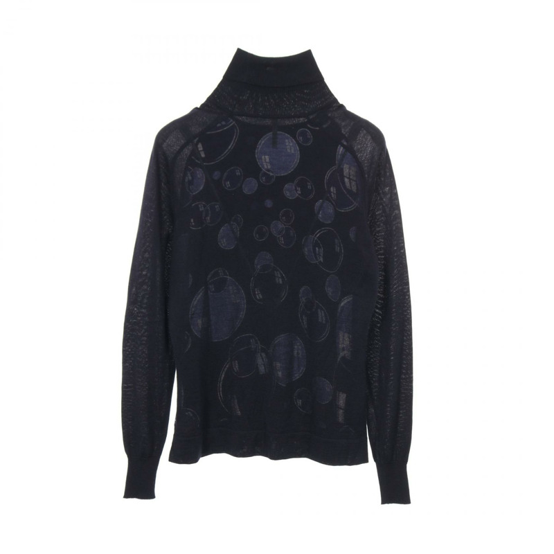 愛馬仕 Twilllaine bal de bulles 針織絲羊絨真絲海軍藍 #SM 二手女裝-1