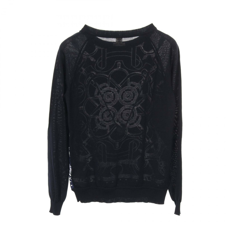 愛馬仕 Twillaine Eperon d'Or 針織絲毛混紡海軍藍 #34 二手女士-1