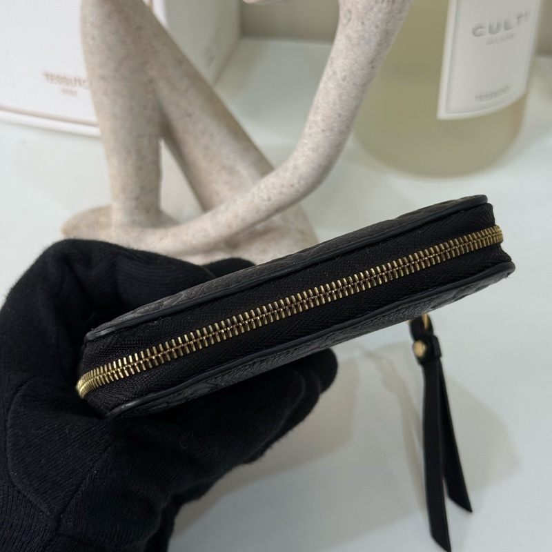 Lv 黑壓紋拉鍊零錢包-2