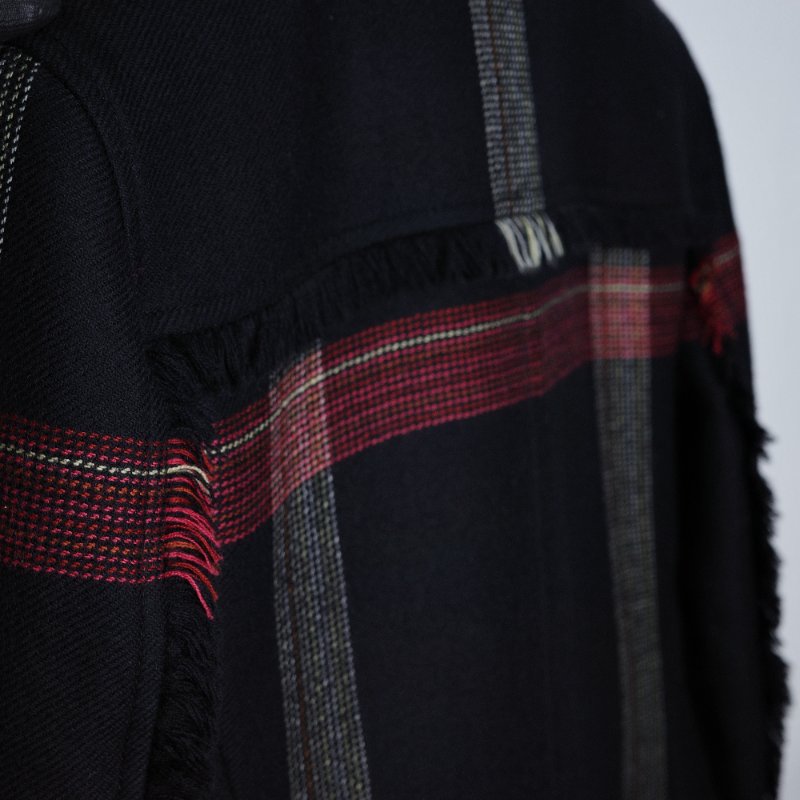 Hermès 愛馬仕 2020 秋冬黑紅白格紋 羊毛拼黑色小羊皮 騎士外套-6