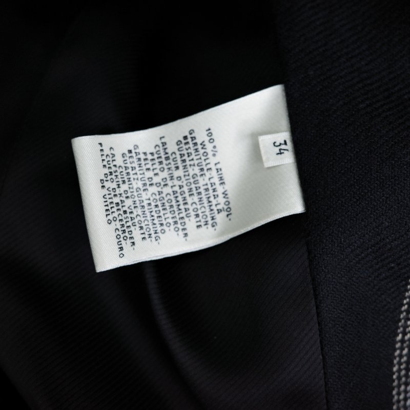 Hermès 愛馬仕 2020 秋冬黑紅白格紋 羊毛拼黑色小羊皮 騎士外套-9