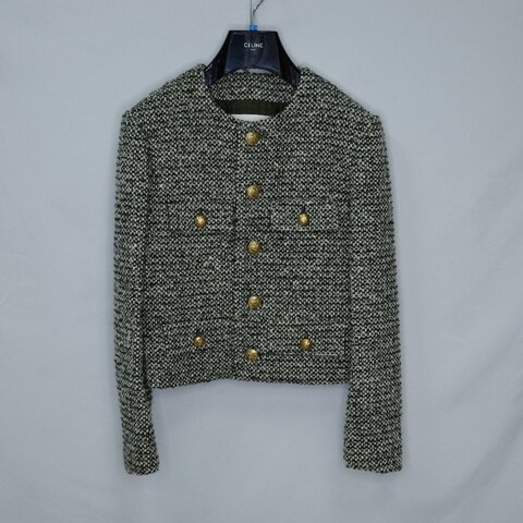 Celine思琳Chasseur tweed獵裝外套36碼 金扣針織 夾層布料外套