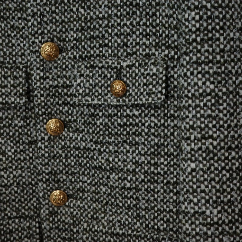 Celine思琳Chasseur tweed獵裝外套36碼 金扣針織 夾層布料外套-5