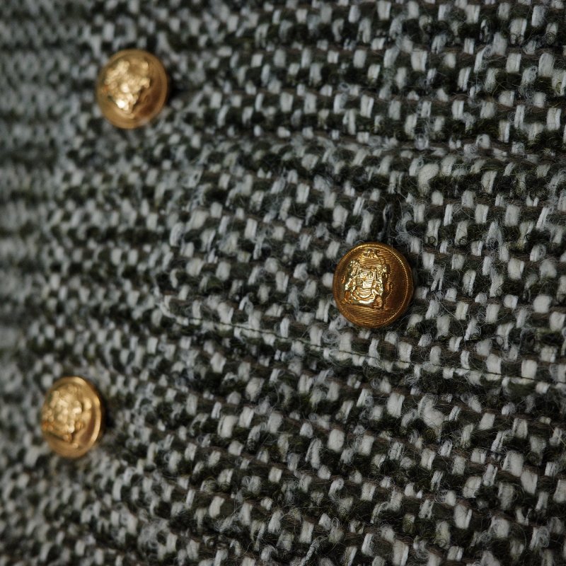 Celine思琳Chasseur tweed獵裝外套36碼 金扣針織 夾層布料外套-6