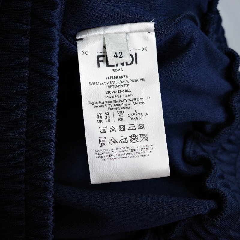 Fendi芬迪 經典logo 深藍色短版連帽上衣 運動褲套裝-10