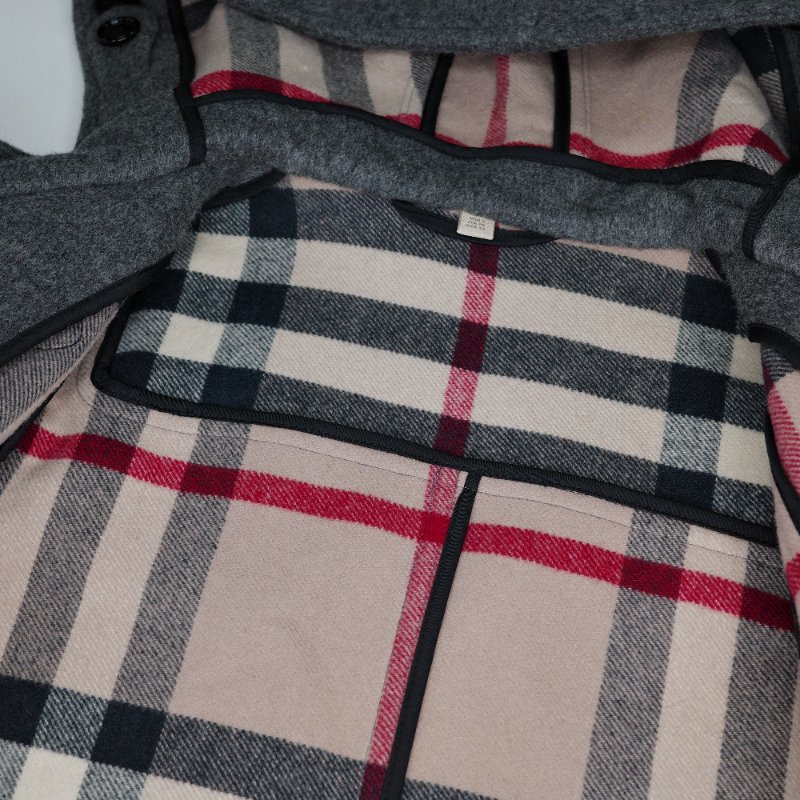Burberry 巴寶莉 經典格紋 襯底連帽羊毛牛角扣 大衣-13