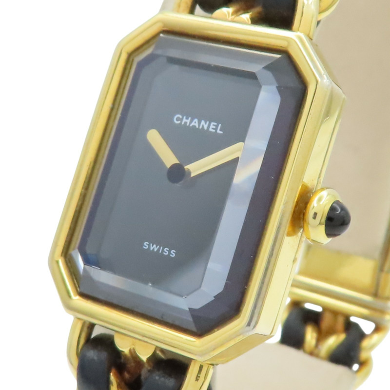 Premiere M 石英腕錶 黑色錶盤 鍍金 皮革錶帶【CHANEL 香奈兒】 H0001-2