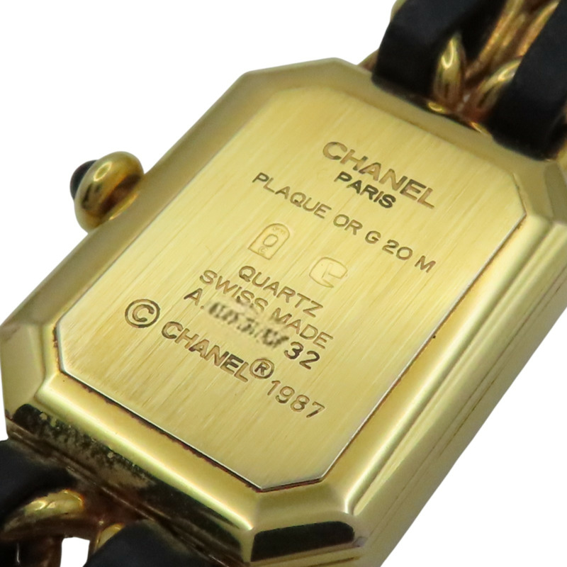 Premiere M 石英腕錶 黑色錶盤 鍍金 皮革錶帶【CHANEL 香奈兒】 H0001-7