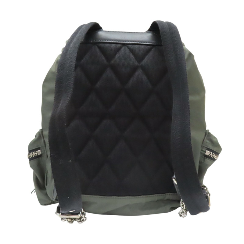 綠色尼龍 牛皮 後背包【BURBERRY 巴寶莉】 4059487-1