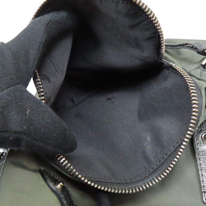 綠色尼龍 牛皮 後背包【BURBERRY 巴寶莉】 4059487-6