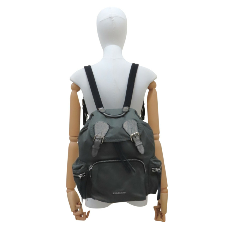 綠色尼龍 牛皮 後背包【BURBERRY 巴寶莉】 4059487-10