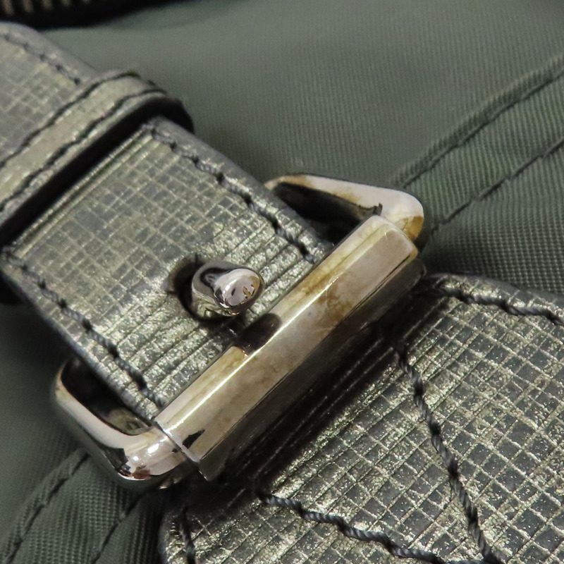 綠色尼龍 牛皮 後背包【BURBERRY 巴寶莉】 4059487-15