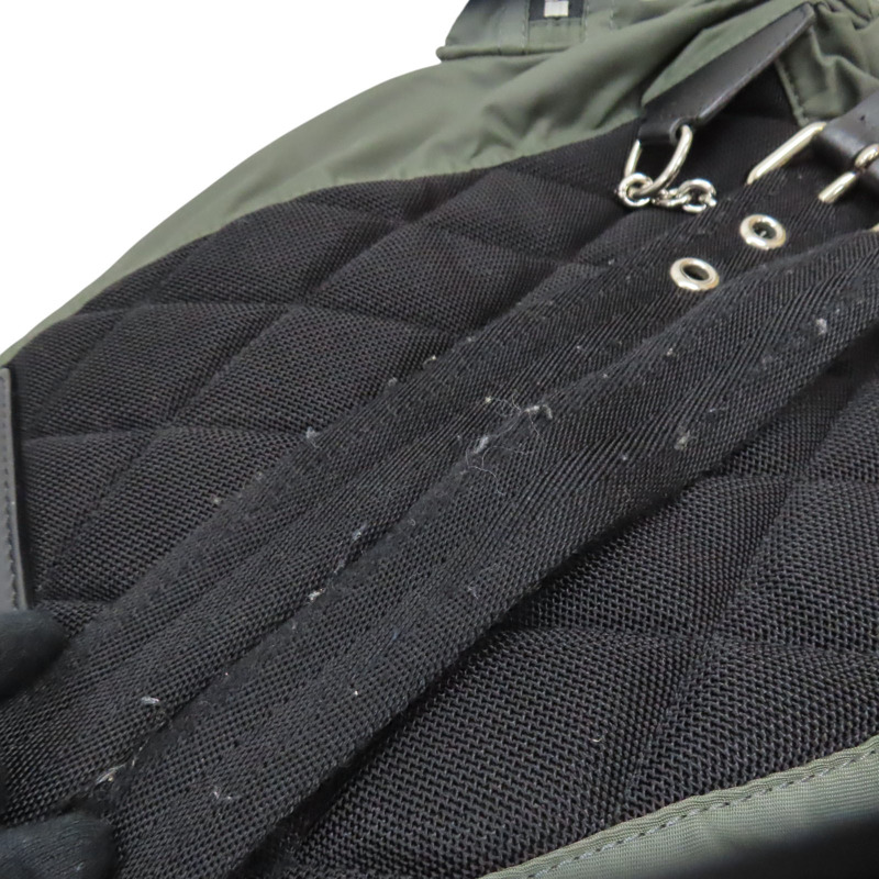 綠色尼龍 牛皮 後背包【BURBERRY 巴寶莉】 4059487-19