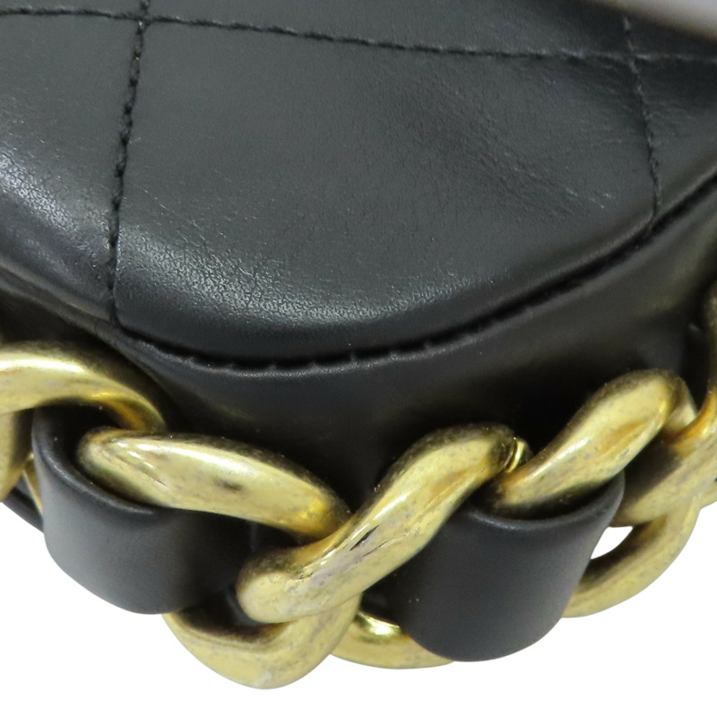 黑色牛皮 粗鍊帶 肩背包 金扣【CHANEL 香奈兒】 AS2831-11
