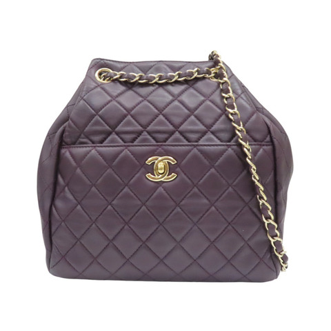 紫色羊皮 肩背包 金扣【CHANEL 香奈兒】 A98741