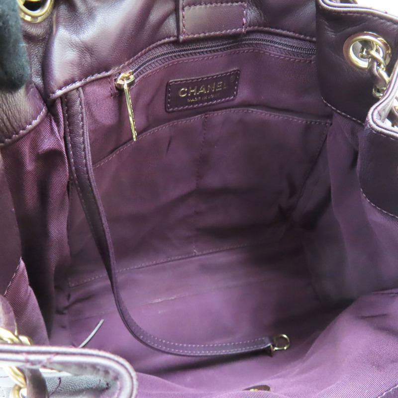 紫色羊皮 肩背包 金扣【CHANEL 香奈兒】 A98741-4