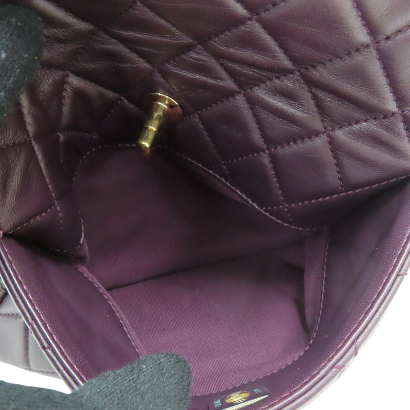 紫色羊皮 肩背包 金扣【CHANEL 香奈兒】 A98741-7