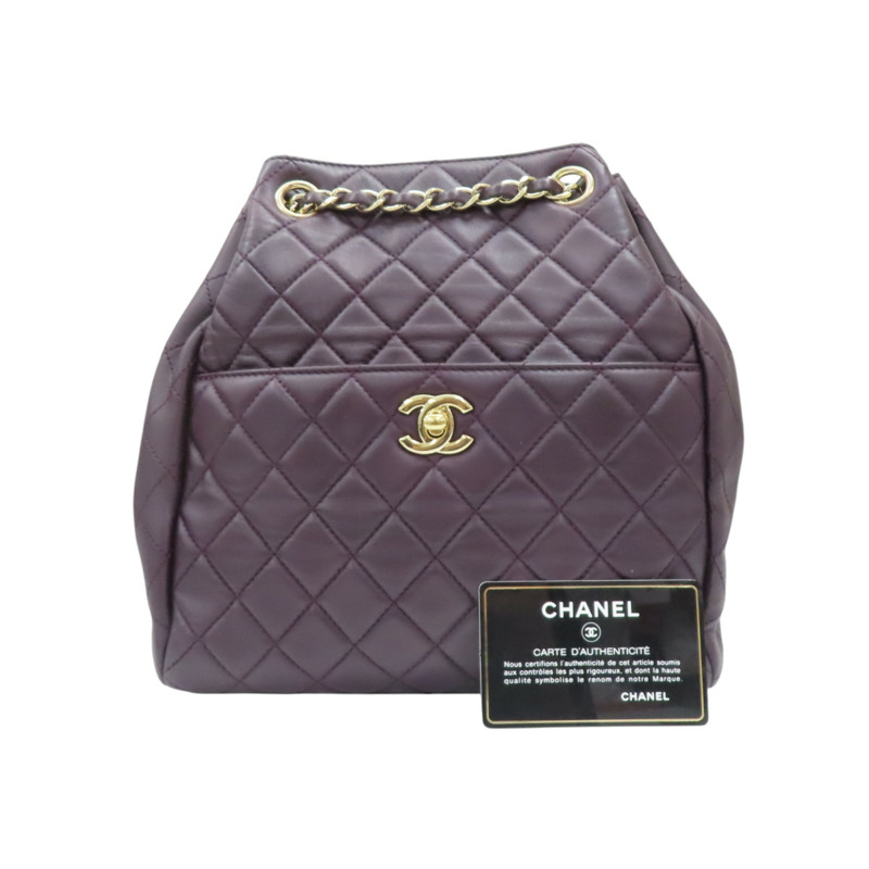 紫色羊皮 肩背包 金扣【CHANEL 香奈兒】 A98741-8