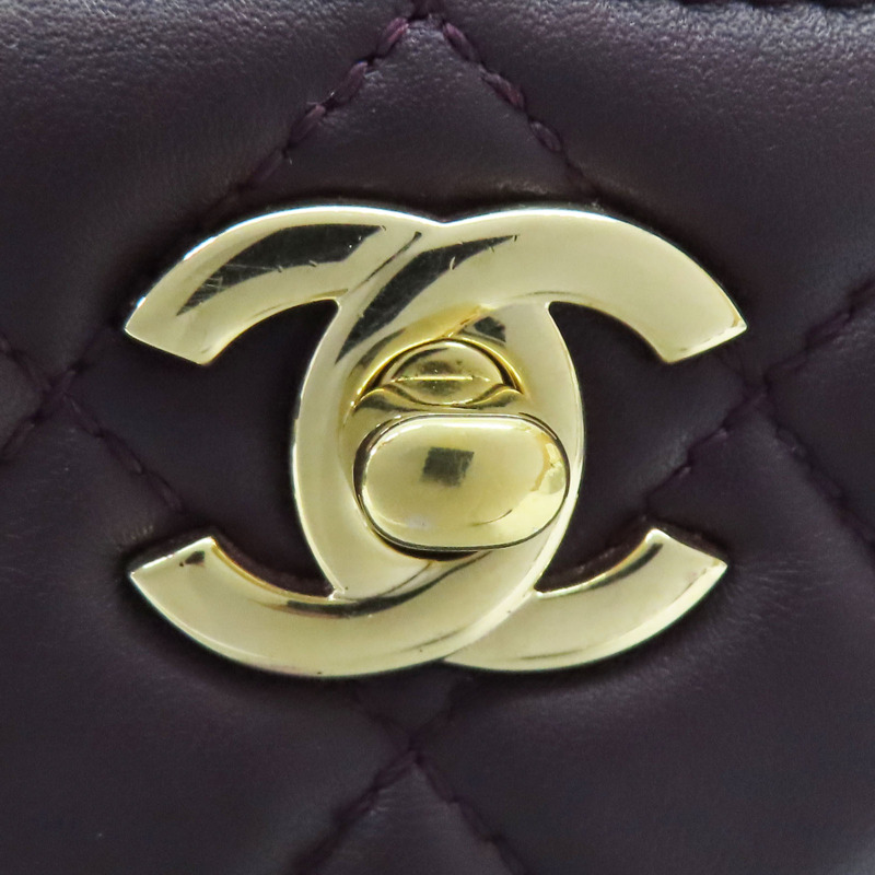 紫色羊皮 肩背包 金扣【CHANEL 香奈兒】 A98741-9