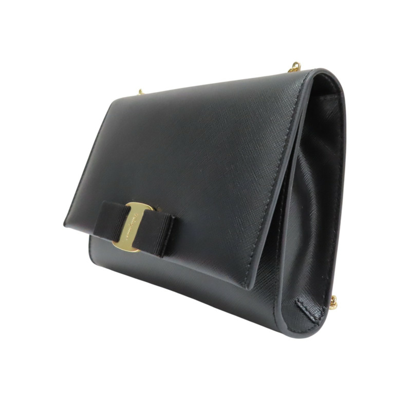 黑色 牛皮 Vara Ribbon 鍊帶肩背包【Salvatore Ferragamo 費拉格慕】 AU-22/B558-2