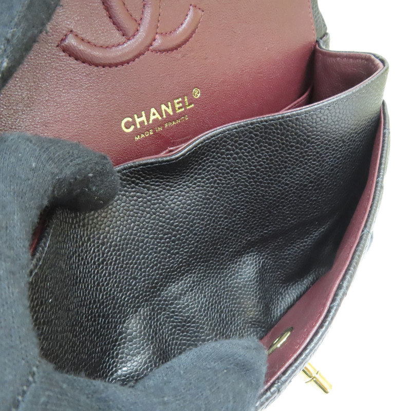黑色 荔枝紋牛皮 COCO 23 鍊帶肩背包 金扣【CHANEL 香奈兒】 A01113-5