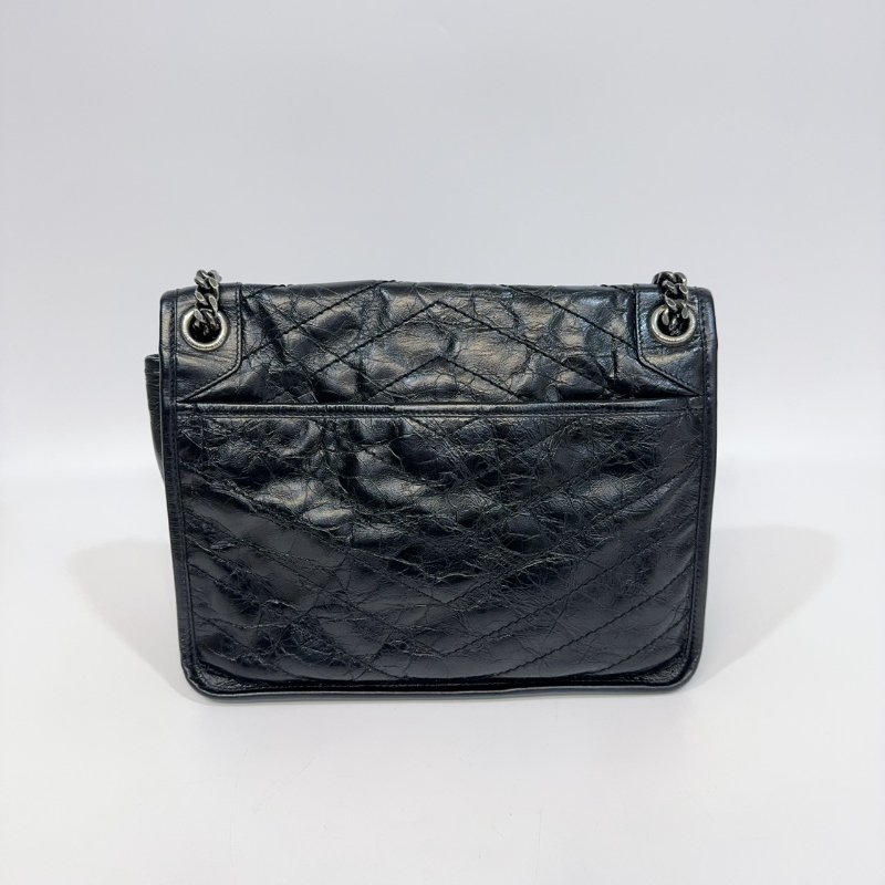 YSL黑揉製牛皮NIKI中號側背包498894-4