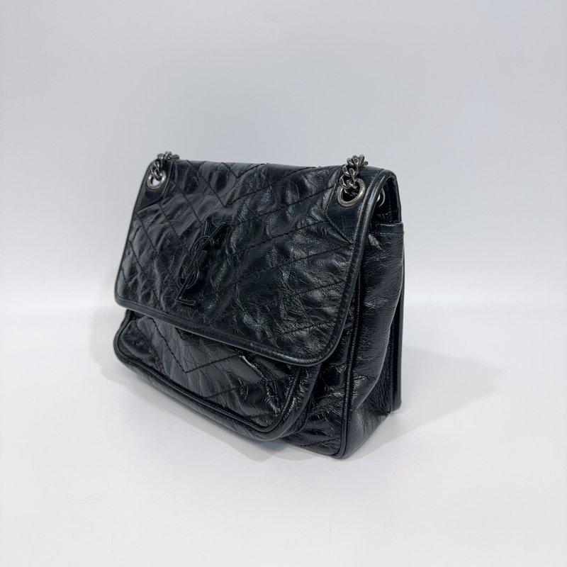 YSL黑揉製牛皮NIKI中號側背包498894-5