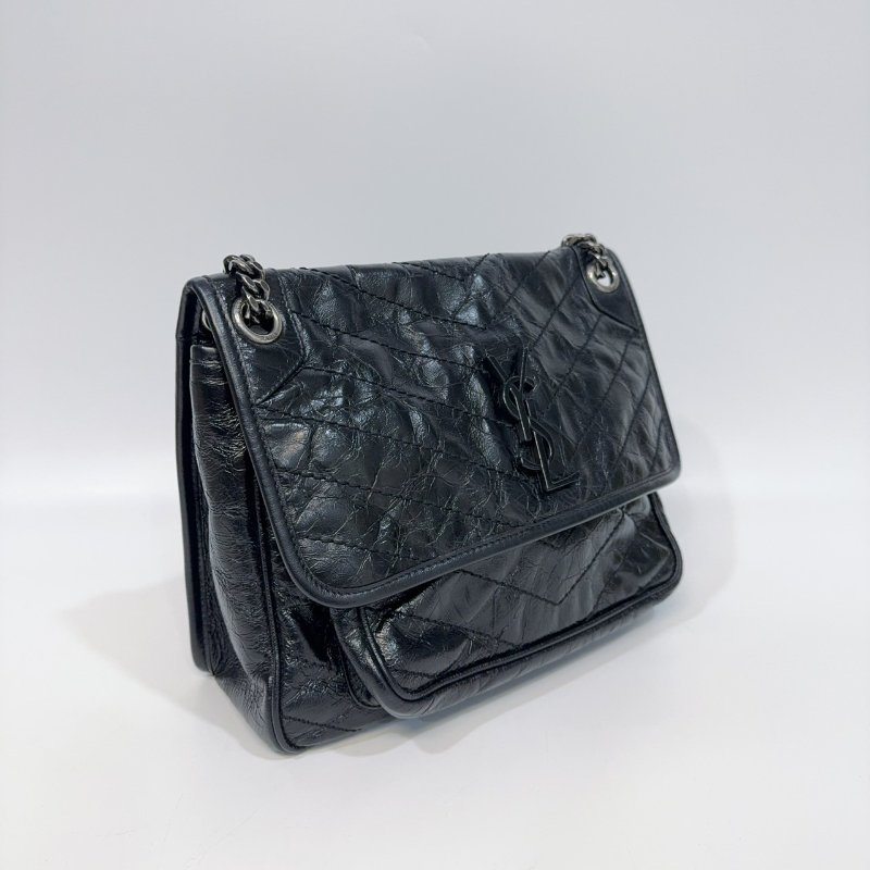 YSL黑揉製牛皮NIKI中號側背包498894-6