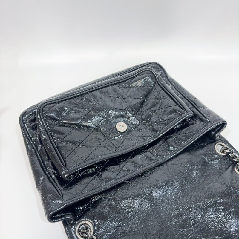 YSL黑揉製牛皮NIKI中號側背包498894-11