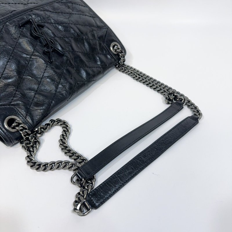 YSL黑揉製牛皮NIKI中號側背包498894-12