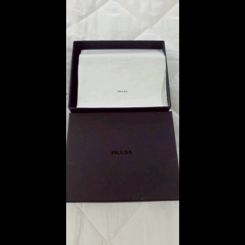 PRADA普拉達 三角標 黑色尼龍皮革三折短夾-7
