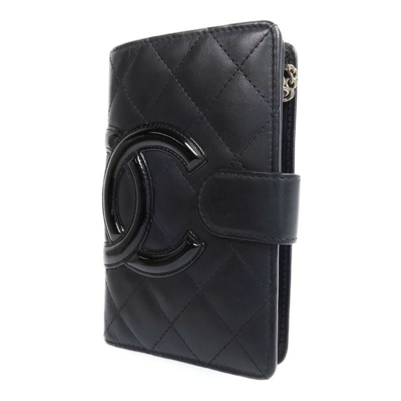 CHANEL 牛皮皮革Cambon Wallet銀扣長錢包-1