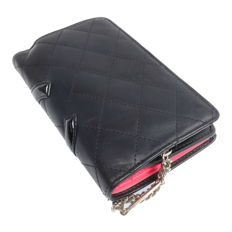 CHANEL 牛皮皮革Cambon Wallet銀扣長錢包-4