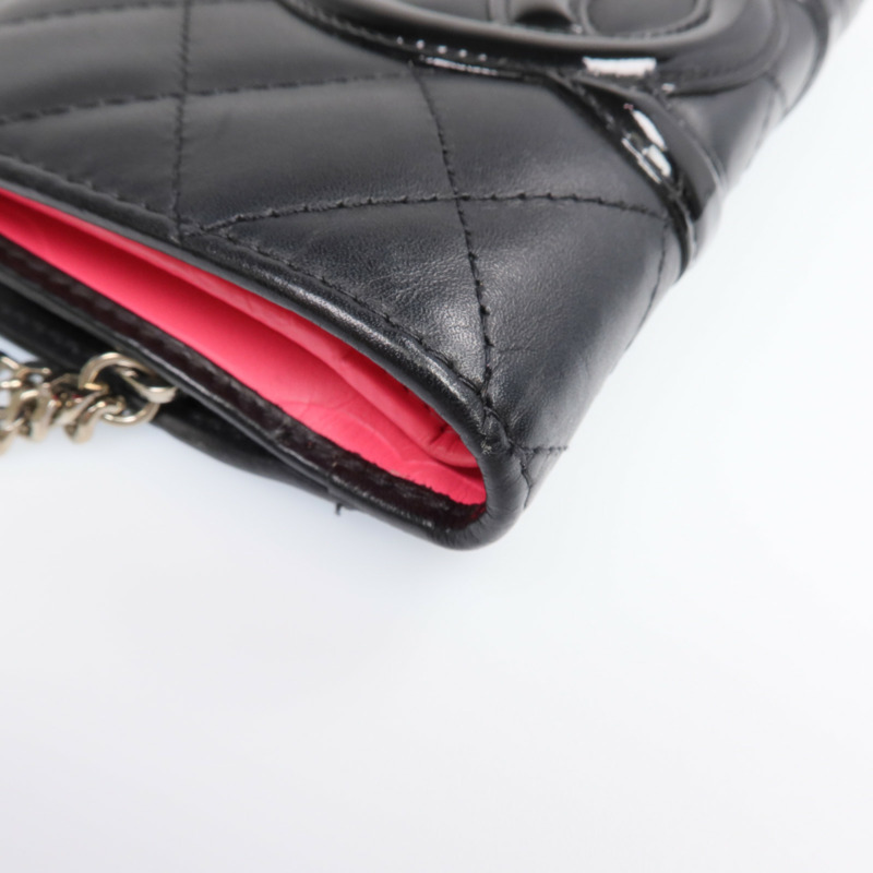 CHANEL 牛皮皮革Cambon Wallet銀扣長錢包-9