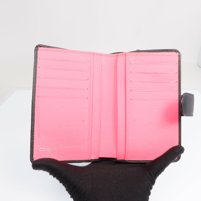 CHANEL 牛皮皮革Cambon Wallet銀扣長錢包-11