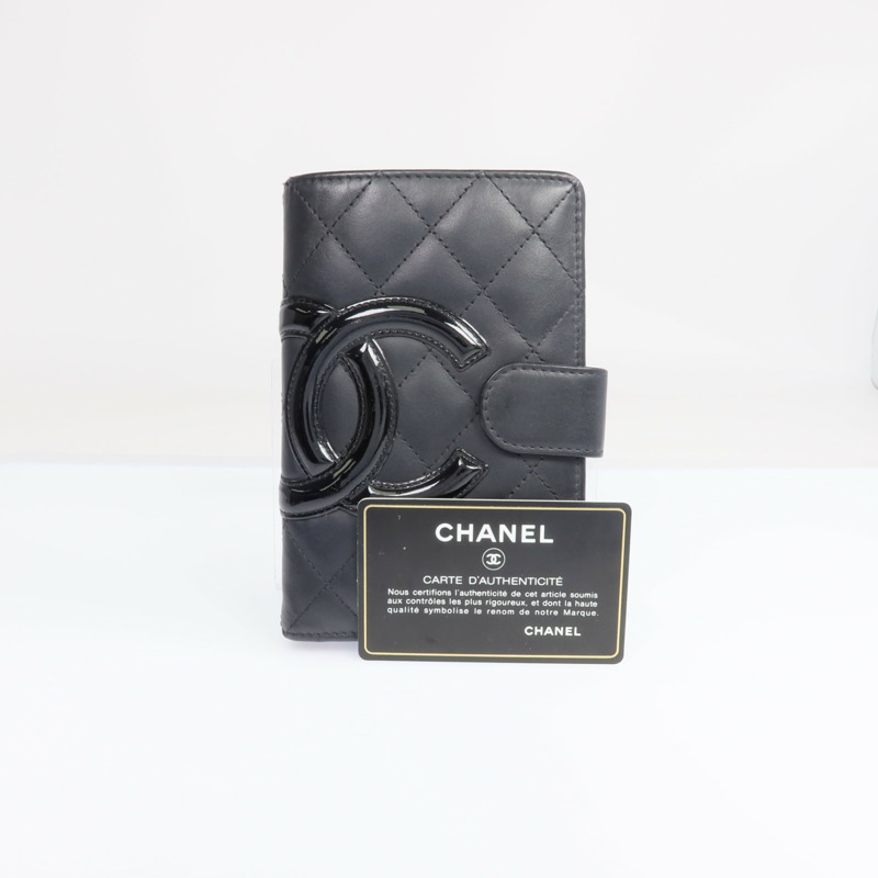 CHANEL 牛皮皮革Cambon Wallet銀扣長錢包-21