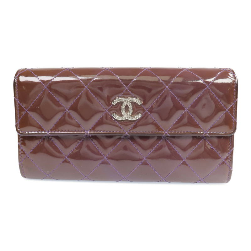 CHANEL 漆皮皮革Long Wallet銀扣長錢包-0