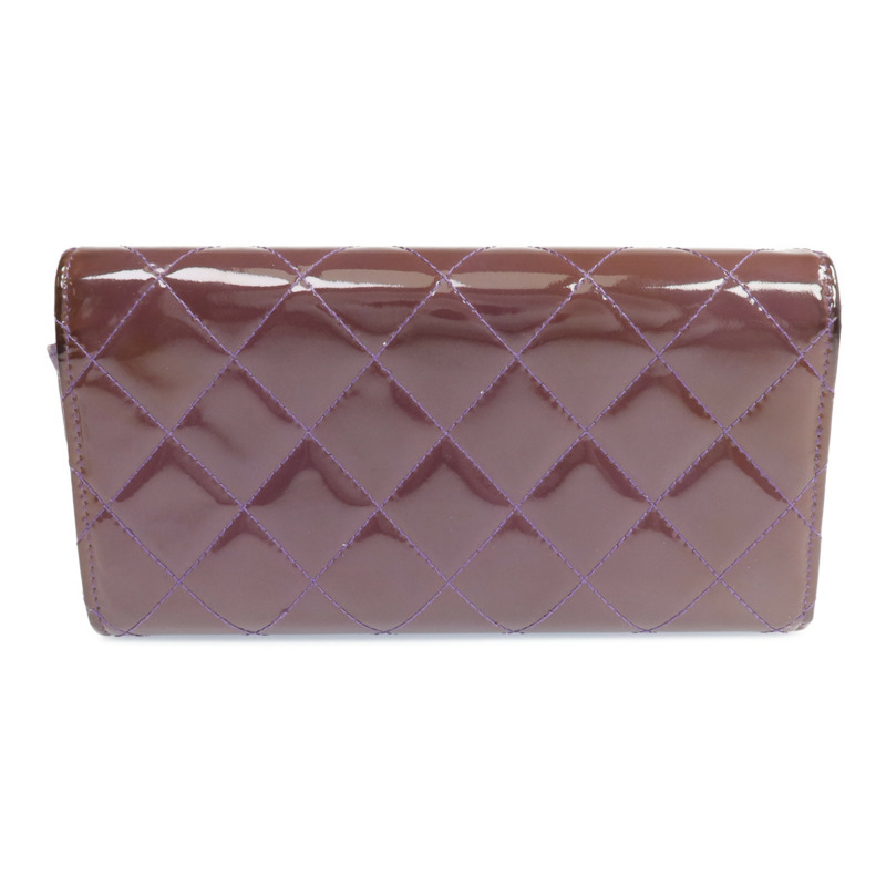 CHANEL 漆皮皮革Long Wallet銀扣長錢包-1