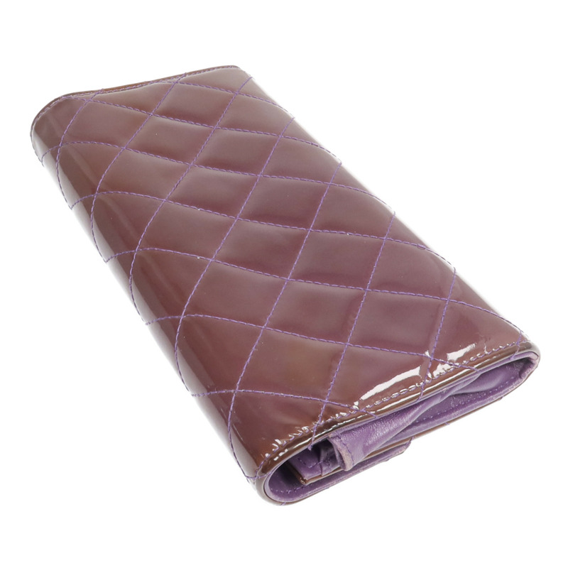 CHANEL 漆皮皮革Long Wallet銀扣長錢包-4