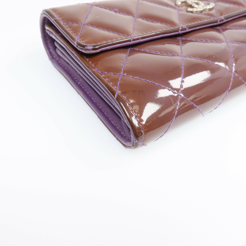 CHANEL 漆皮皮革Long Wallet銀扣長錢包-7