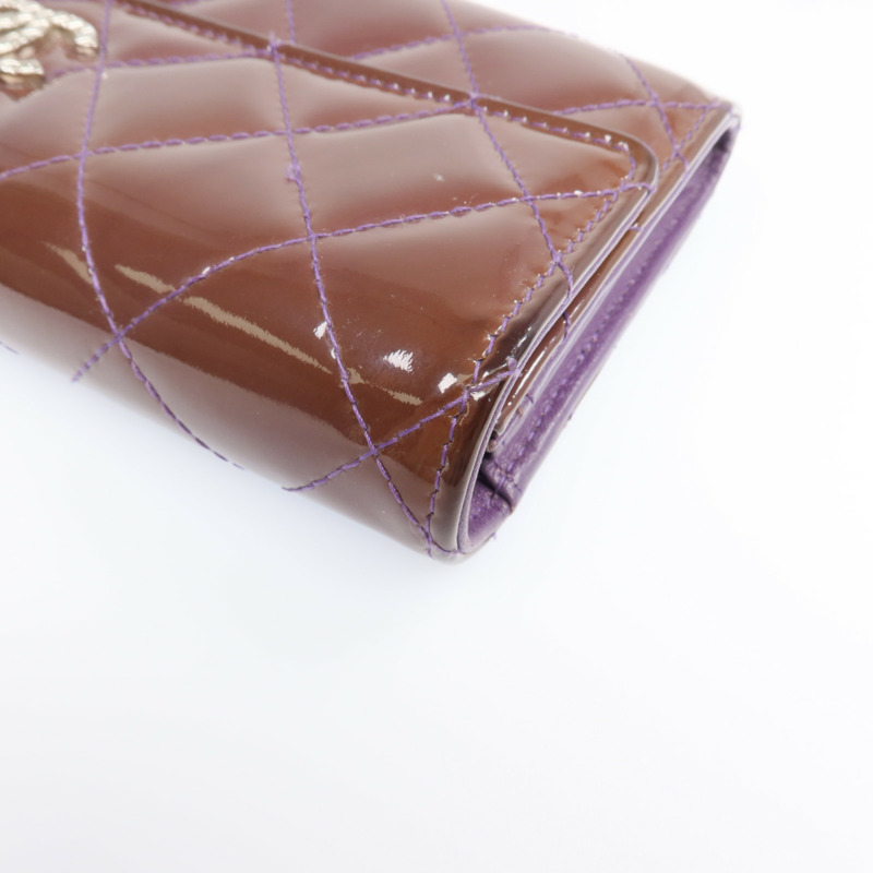 CHANEL 漆皮皮革Long Wallet銀扣長錢包-9