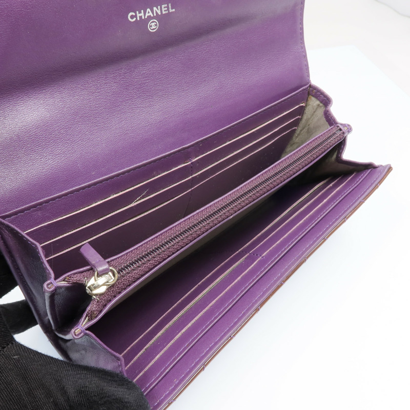 CHANEL 漆皮皮革Long Wallet銀扣長錢包-11