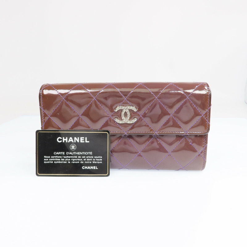 CHANEL 漆皮皮革Long Wallet銀扣長錢包-23