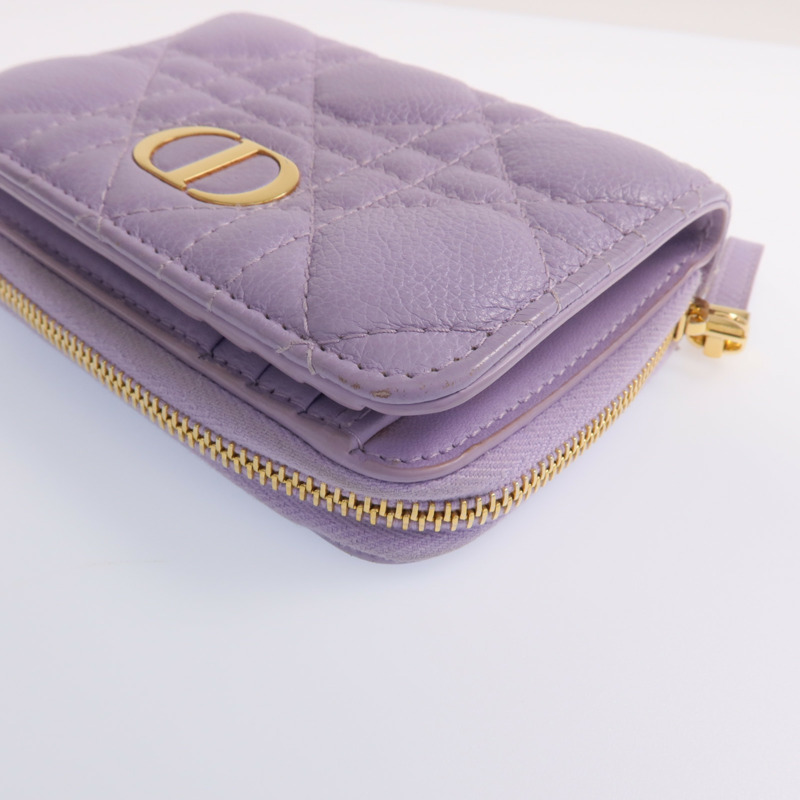 Dior 羊皮皮革Caro Scarlet Wallet金扣錢包-9