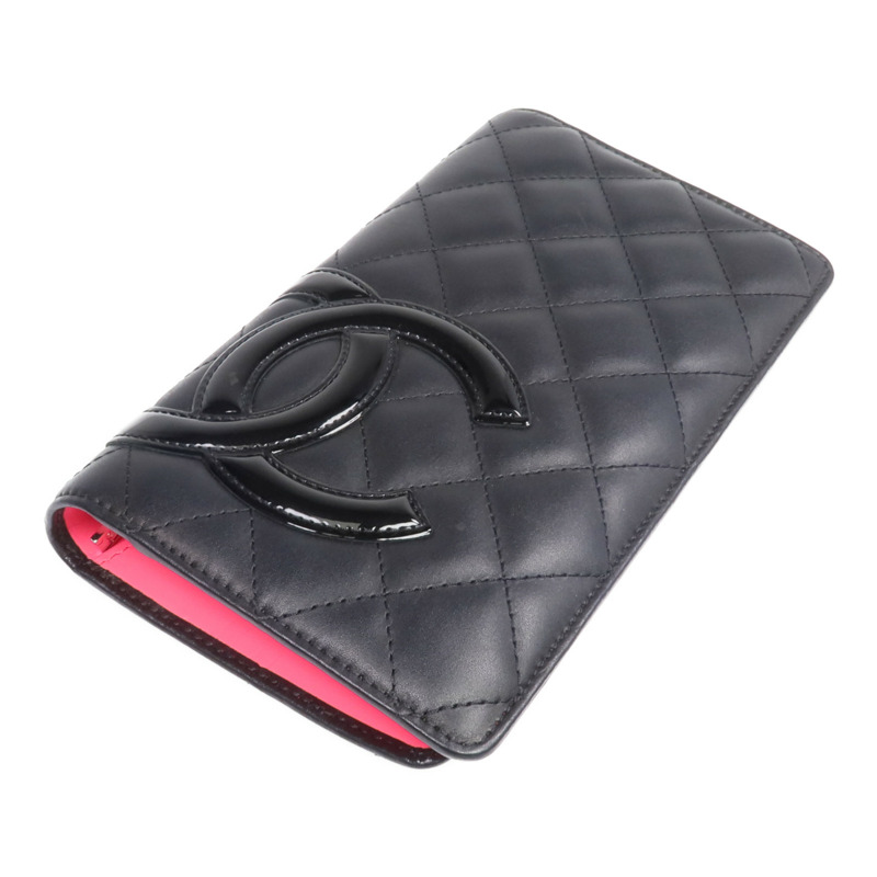 CHANEL 牛皮皮革Cambon Long Wallet銀扣長錢包-3